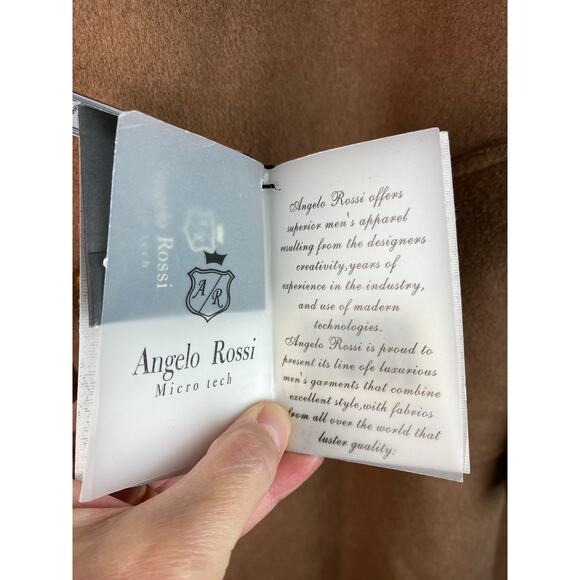 NWT Angelo Rossi Men's 44 Brown Hand Tailored Micro Tech Wool Coat - Picture 11 of 11